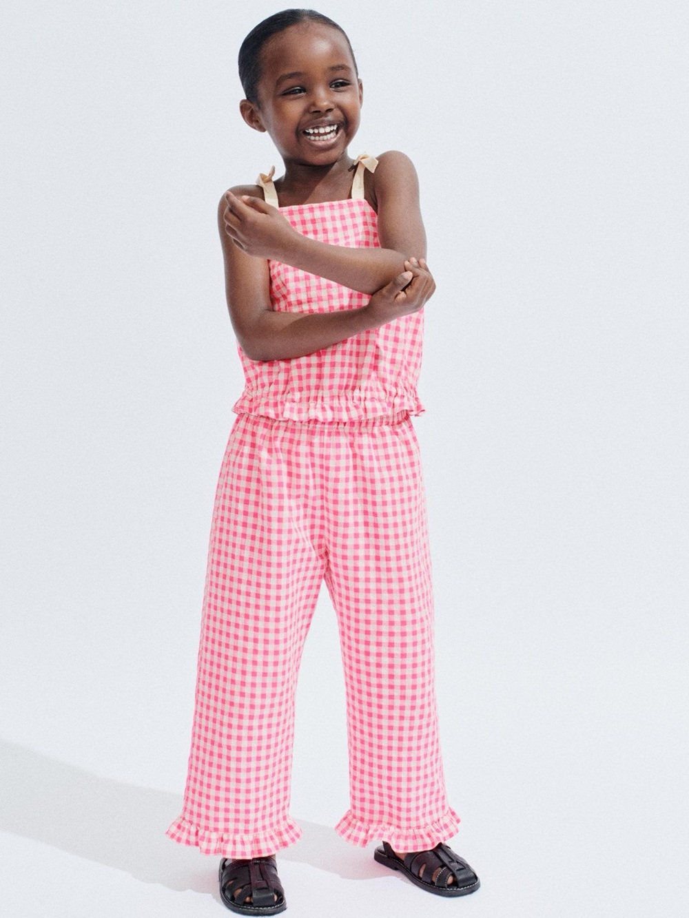 Zara Pink Gingham Top (3T) & Pants (4T) Matching Set